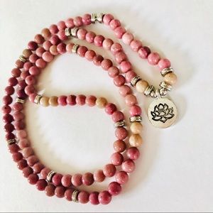 ✨NEW✨Red Rhodonite prayer mala Chaka bead necklace